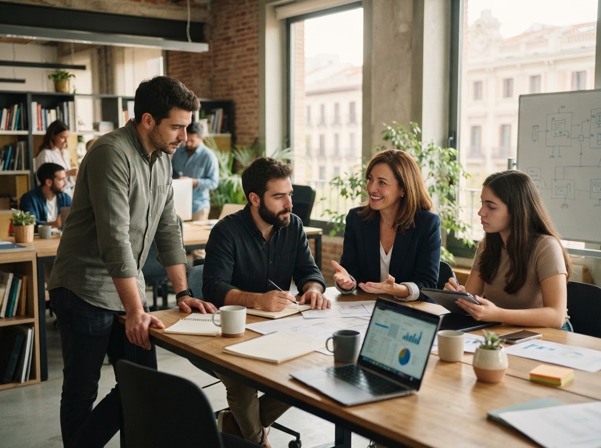Corona Placento — equipo técnico revisando modelos de análisis de datos financieros